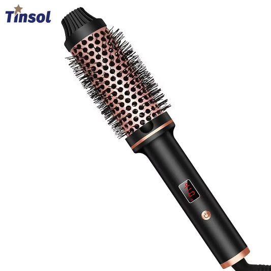 3 in 1 Ionic Hair Curler Straightener Professional Curling Iron Heated Hair Styling Brush Anti-Scald Thermal Brush Curl Wand