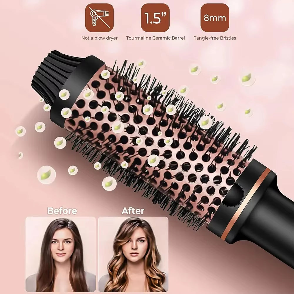 3 in 1 Ionic Hair Curler Straightener Professional Curling Iron Heated Hair Styling Brush Anti-Scald Thermal Brush Curl Wand